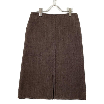 【美品/国内正品】JSPP351885 羊毛真丝混纺开衩半身裙 34 女士