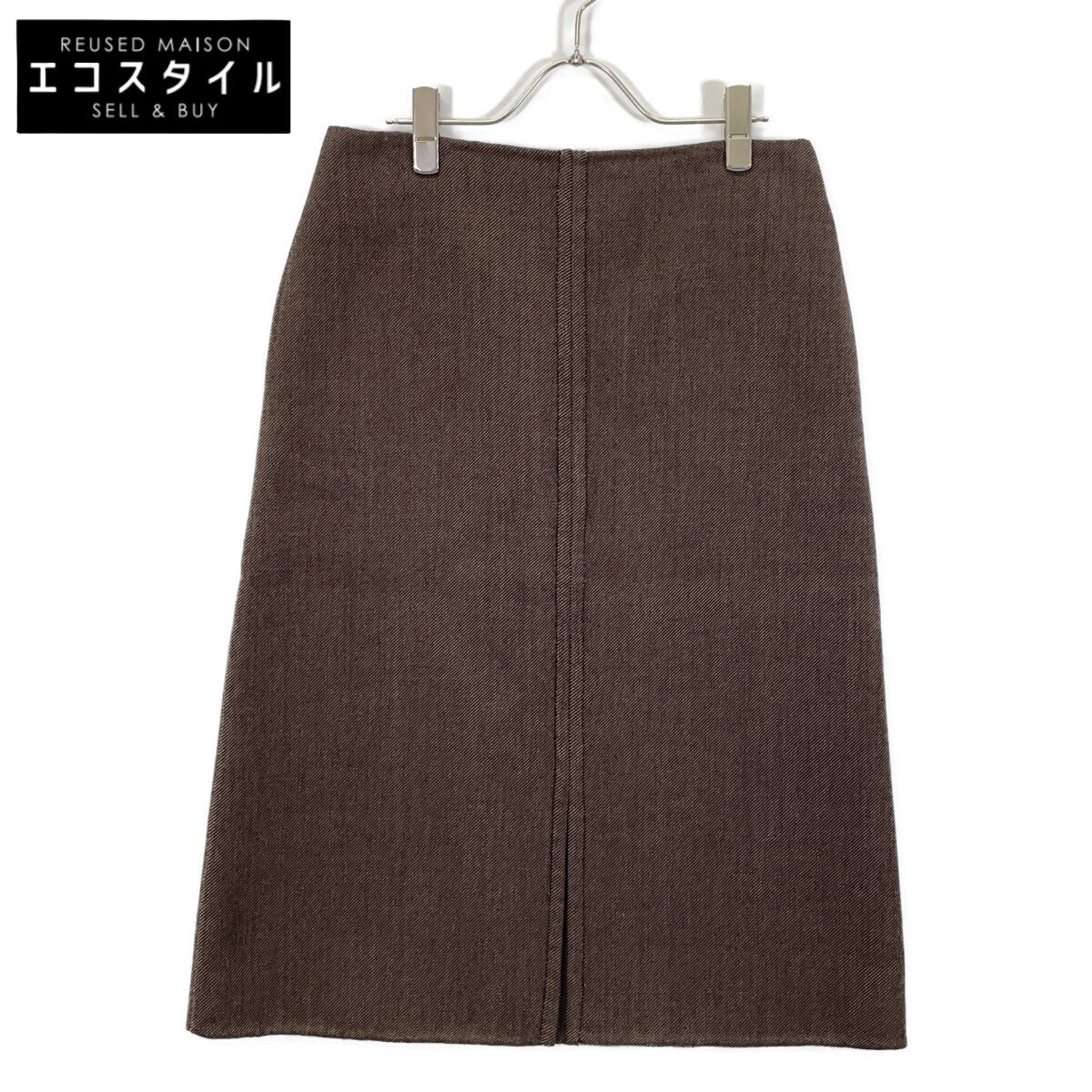 【美品/国内正品】JSPP351885 羊毛真丝混纺开衩半身裙 34 女士