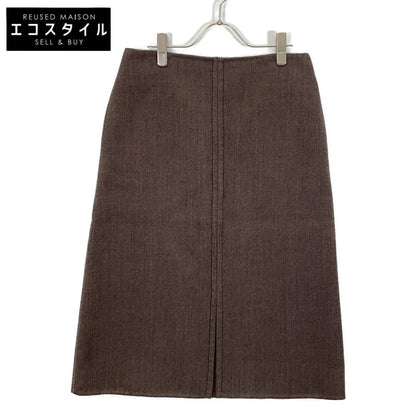 【美品/国内正品】JSPP351885 羊毛真丝混纺开衩半身裙 34 女士