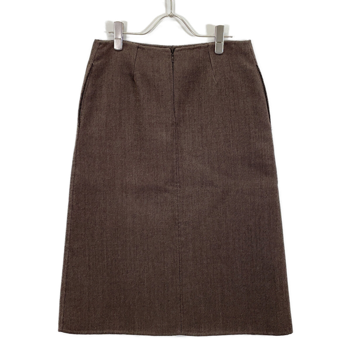 【美品/国内正品】JSPP351885 羊毛真丝混纺开衩半身裙 34 女士
