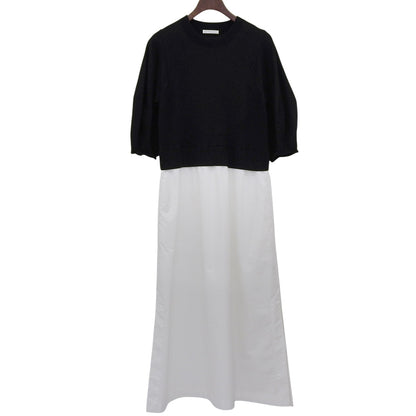 ESTNATION エストネーション ドッキング パフニット ファブリックコンビ ワンピース レディース ホワイト×ブラック F ホワイト/ブラック ワンピース F