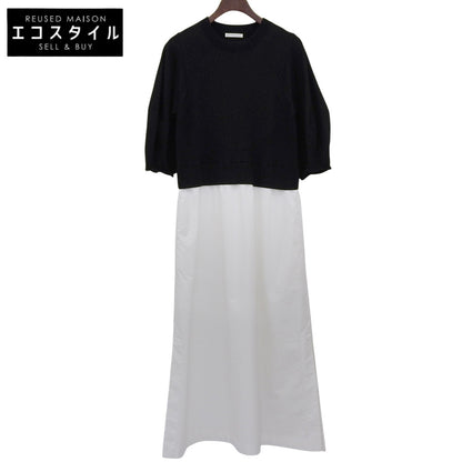 ESTNATION エストネーション ドッキング パフニット ファブリックコンビ ワンピース レディース ホワイト×ブラック F ホワイト/ブラック ワンピース F