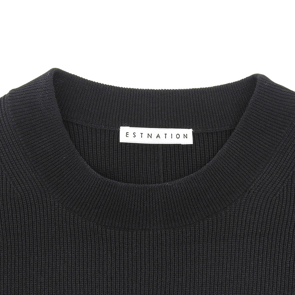 ESTNATION エストネーション ドッキング パフニット ファブリックコンビ ワンピース レディース ホワイト×ブラック F ホワイト/ブラック ワンピース F