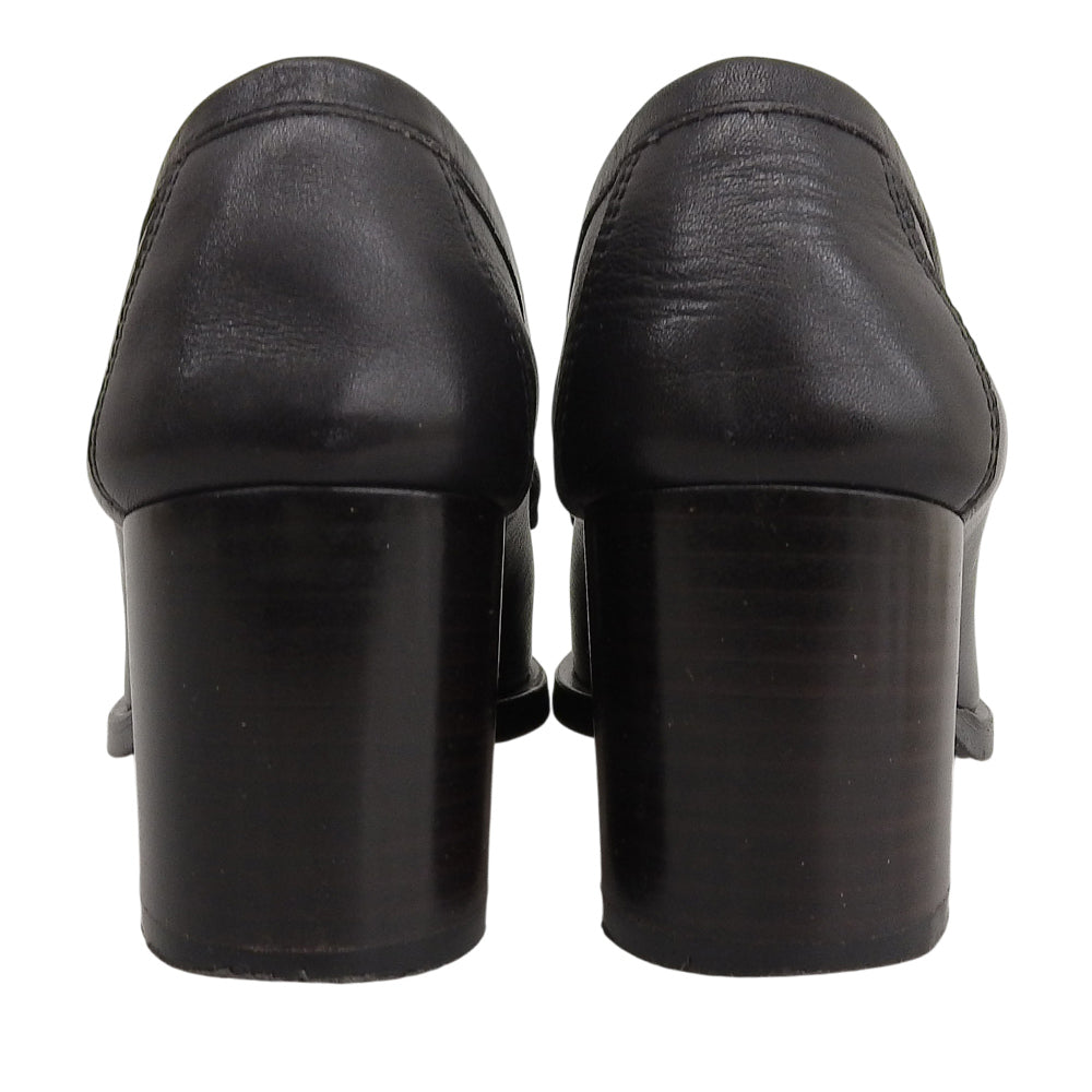 Salvatore Ferragamo サルヴァトーレフェラガモ レザー ダブルガンチーニ ヒールローファー シューズ レディース ブラック 7D 38760 シューズ 7D