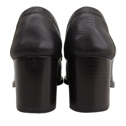 Salvatore Ferragamo サルヴァトーレフェラガモ レザー ダブルガンチーニ ヒールローファー シューズ レディース ブラック 7D 38760 シューズ 7D