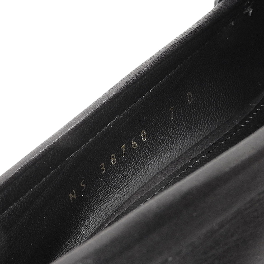 Salvatore Ferragamo サルヴァトーレフェラガモ レザー ダブルガンチーニ ヒールローファー シューズ レディース ブラック 7D 38760 シューズ 7D