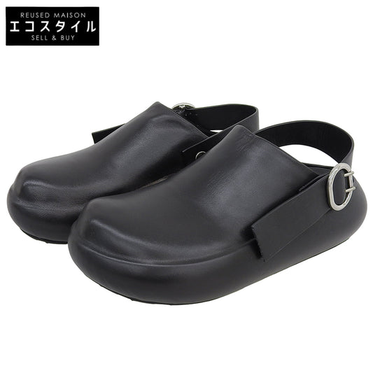 JIL SANDER ジルサンダー 新品同様 SABOT アンクルストラップ ラウンドトゥ フラット シューズ メンズ 黒 ブラック 39 J15ZJ0010 シューズ 39