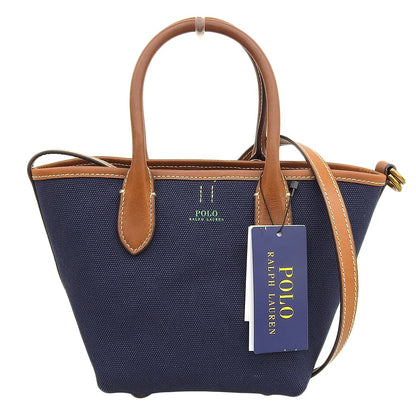 POLO RALPH LAUREN ポロ ラルフローレン 新品同様 Bellport キャンバス 2WAYショルダーバッグ ハンドバッグ レディース ネイビー ハンドバッグ