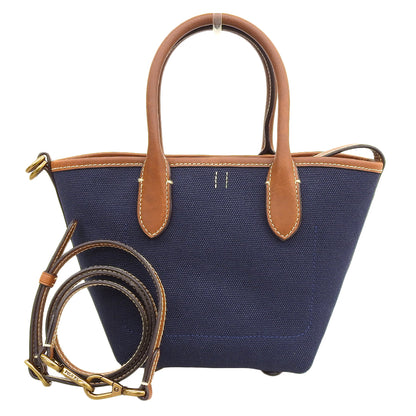 POLO RALPH LAUREN ポロ ラルフローレン 新品同様 Bellport キャンバス 2WAYショルダーバッグ ハンドバッグ レディース ネイビー ハンドバッグ