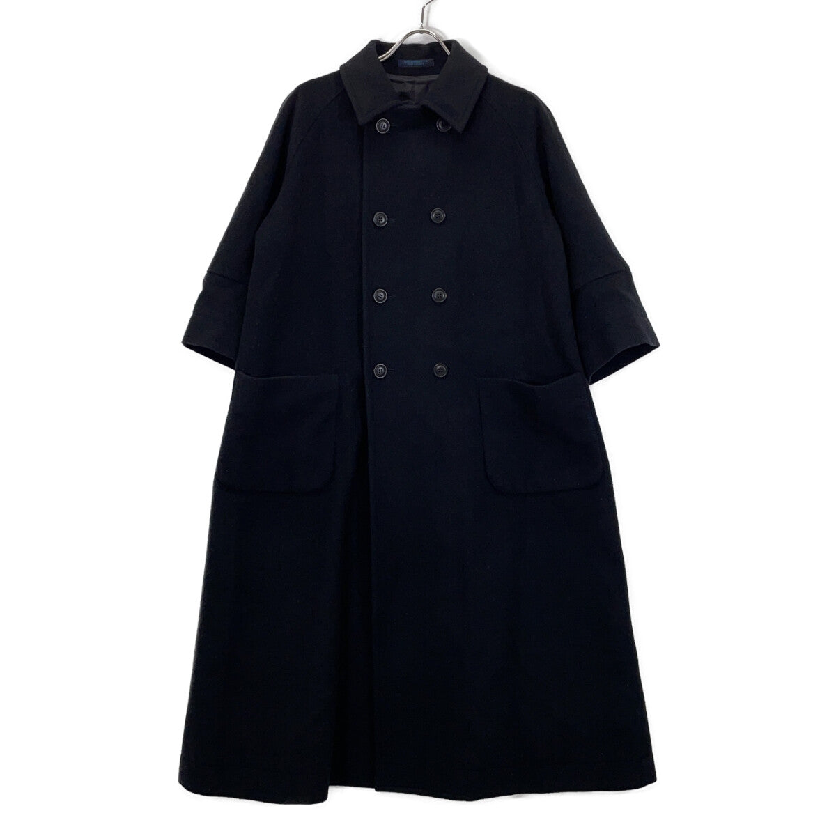 REGULATION Yohji Yamamoto レギュレーション ヨウジヤマモト FB-C81-101 24-25AW ブラック MELTON R-CROPPED RAGLAN SLV COAT セミダブルロングコート コート