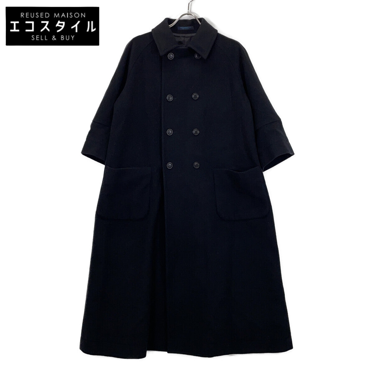 REGULATION Yohji Yamamoto レギュレーション ヨウジヤマモト FB-C81-101 24-25AW ブラック MELTON R-CROPPED RAGLAN SLV COAT セミダブルロングコート コート