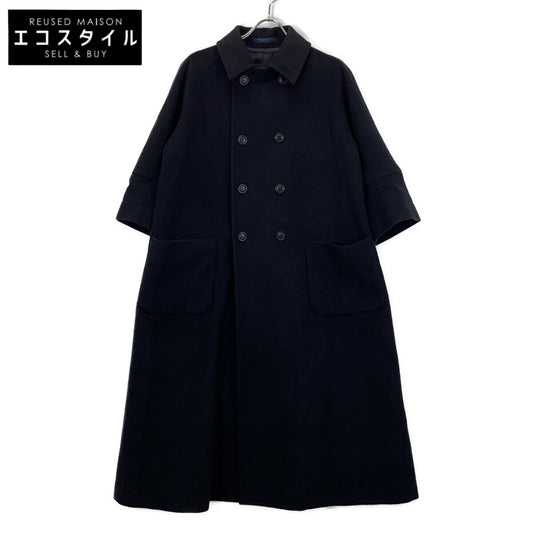 REGULATION Yohji Yamamoto レギュレーション ヨウジヤマモト FB-C81-101 24-25AW ブラック MELTON R-CROPPED RAGLAN SLV COAT セミダブルロングコート コート