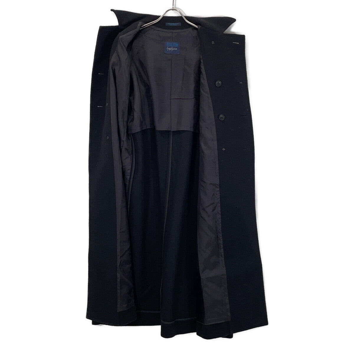 REGULATION Yohji Yamamoto FB-C81-101 24-25AW Black MELTON R-CROPPED RAGLAN SLV COAT Semi-Double Long Coat Coat