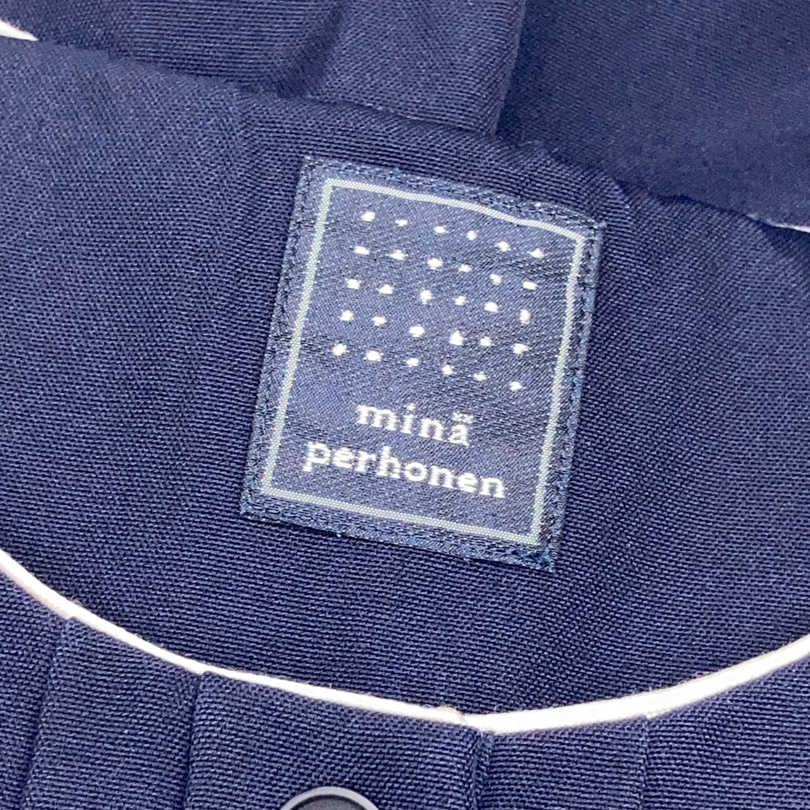 mina perhonen 皆川明海军蓝羊毛丝绸 foggy day 褶皱连衣裙