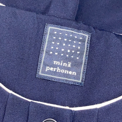 mina perhonen 皆川明海军蓝羊毛丝绸 foggy day 褶皱连衣裙