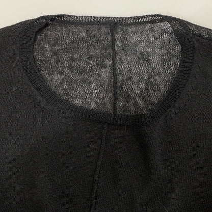 Yohji Yamamoto FS-K22-382 24SS Black Linen Oversized Short-Sleeve Sheer Knit Top