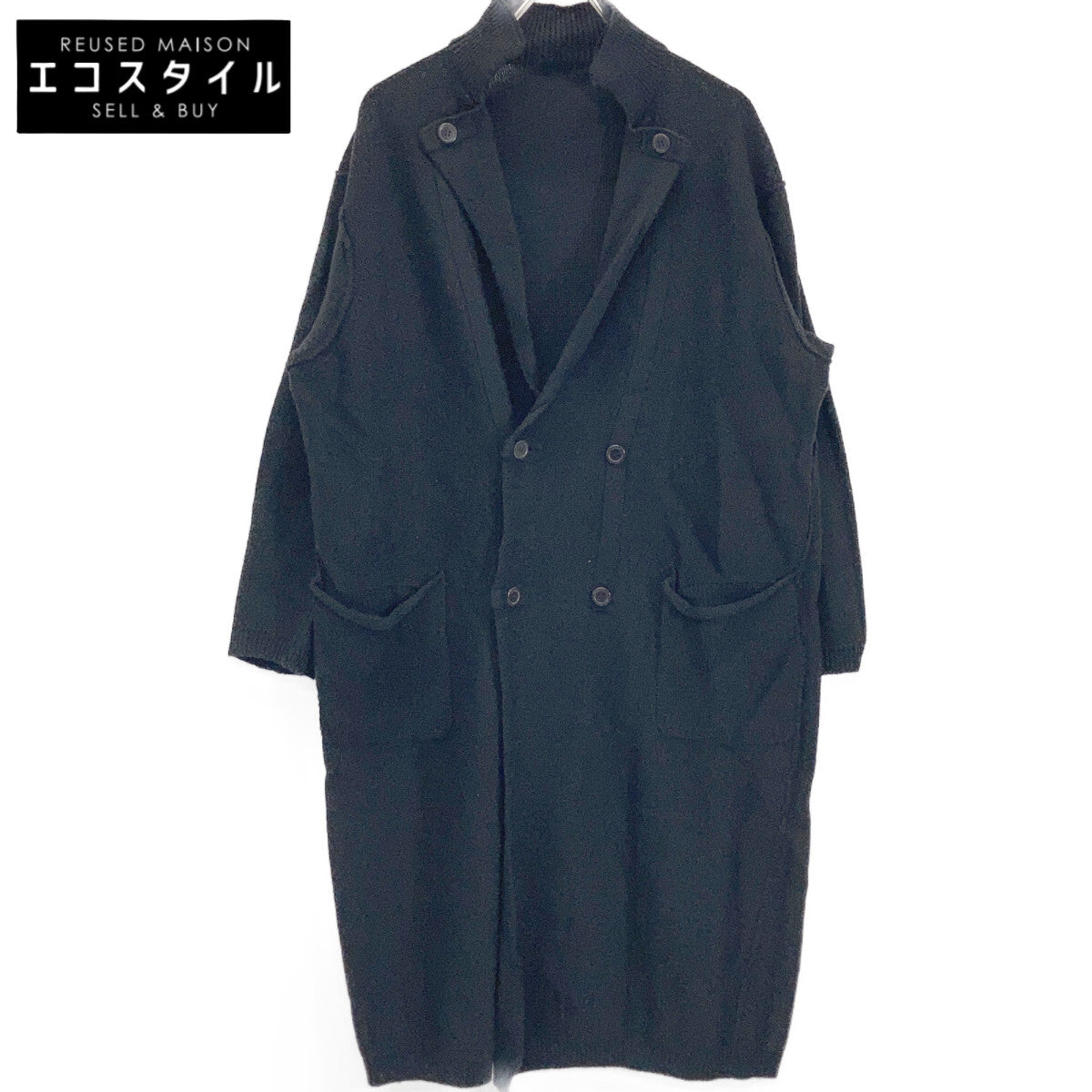 20AW HR-K97-475 Black Alpaca Blend Knit Long Coat Coat 3 Men's