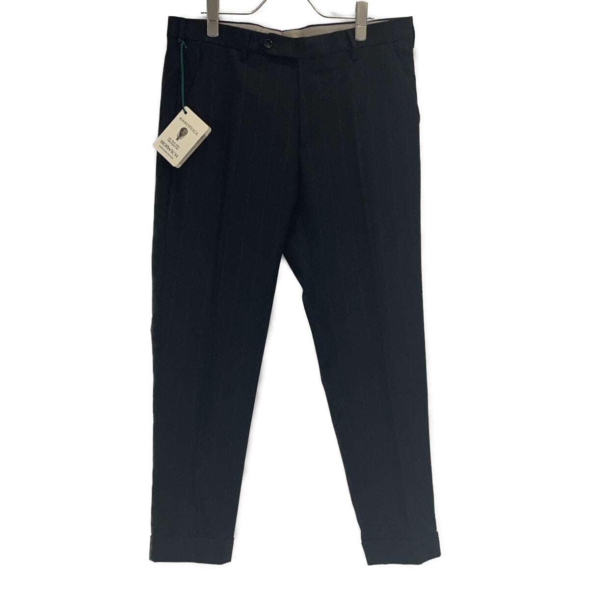 BLACK MORELLO STRIPED TAPERED SLACKS BOTTOMS 48 MENS