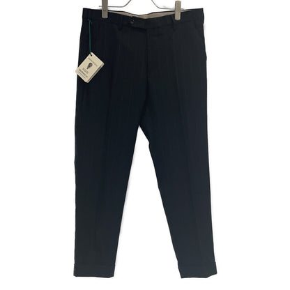 BLACK MORELLO STRIPED TAPERED SLACKS BOTTOMS 48 MENS