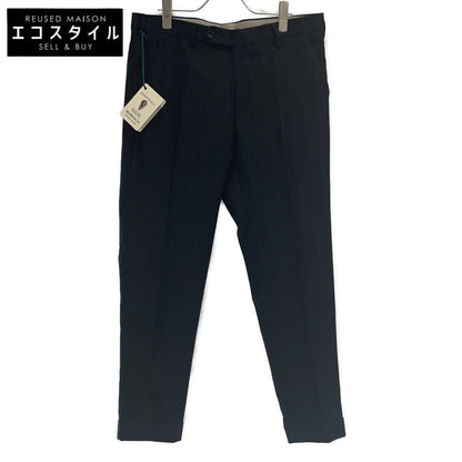 BLACK MORELLO STRIPED TAPERED SLACKS BOTTOMS 48 MENS