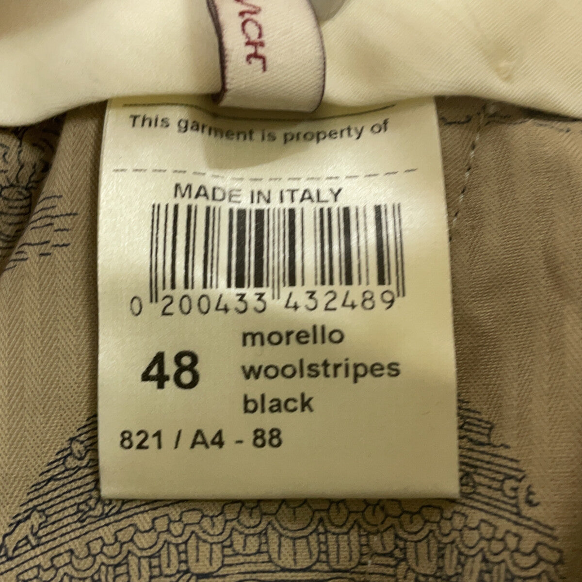 BLACK MORELLO STRIPED TAPERED SLACKS BOTTOMS 48 MENS