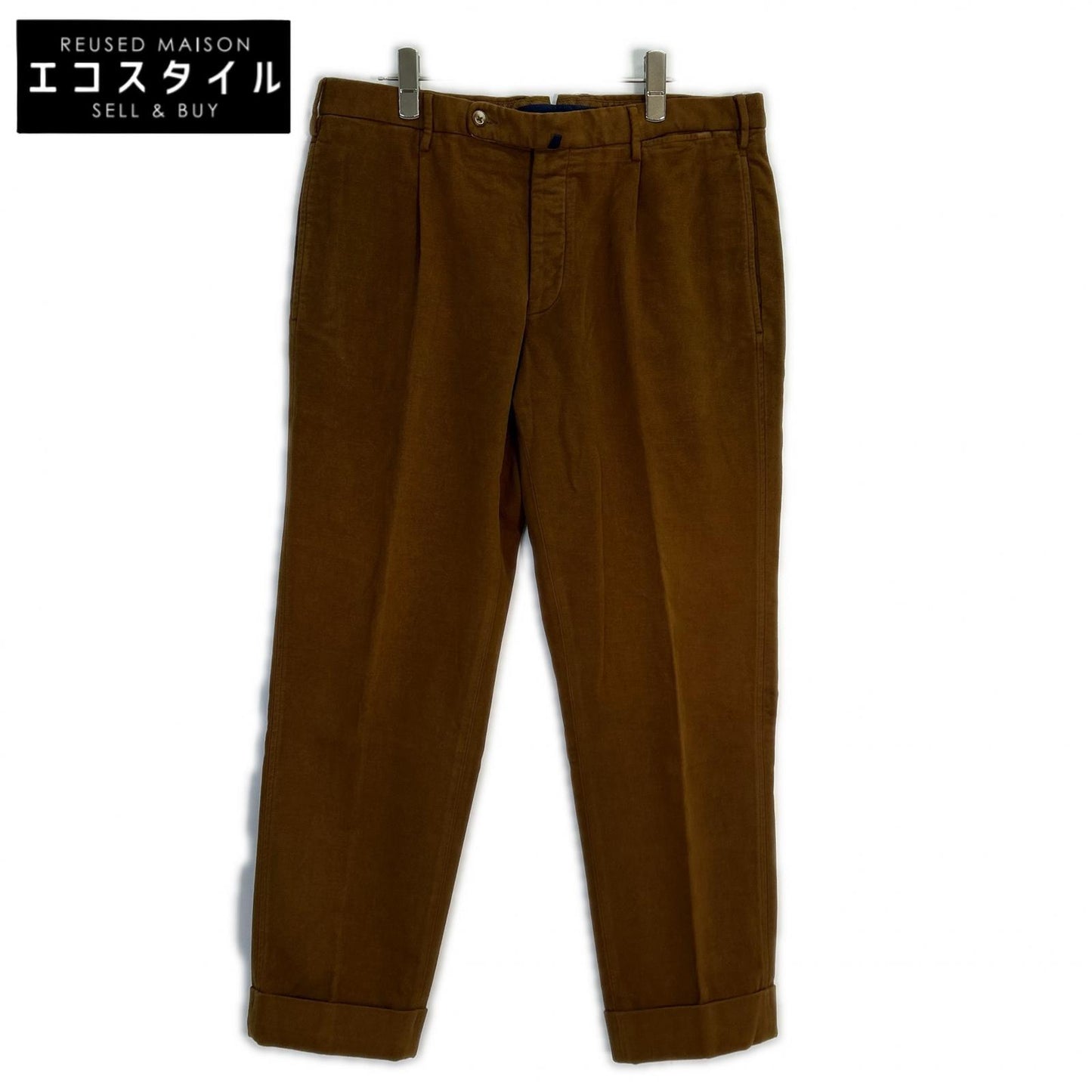 INCOTEX Brown 1-Pleat Tapered Slacks Bottoms 50