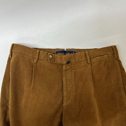 INCOTEX Brown 1-Pleat Tapered Slacks Bottoms 50