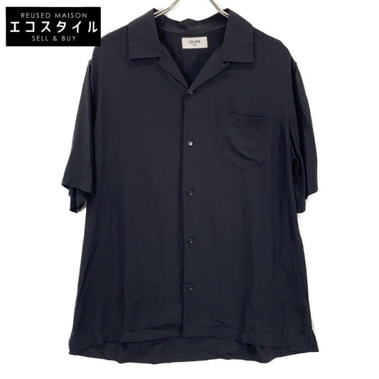 CELINE セリーヌ 2C84A852C ブラック バックロゴ半袖シャツ トップス