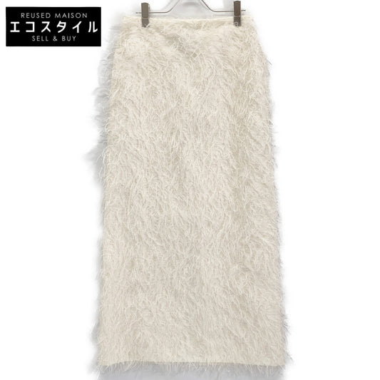 MADISON BLUE 24AW MB244-6006 Ivory Yarn-Dyed Jacquard I-LINE LONG SK EYELASH/Lame Fringe Skirt