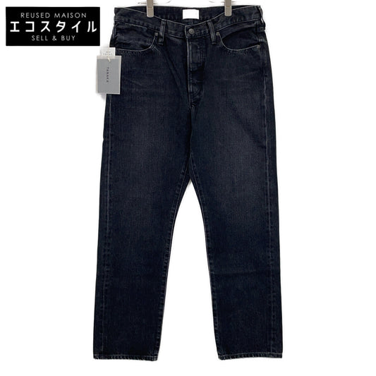 TANAKA ST-126 THE STRAIGHT JEAN TROUSERS Black Cotton Garment Washed 5-Pocket Black Selvedge Denim Bottoms