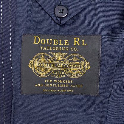 RRL 双RL 782806440001 意大利制造 海军蓝 羊毛 中开衩 三扣条纹西装夹克 夹克