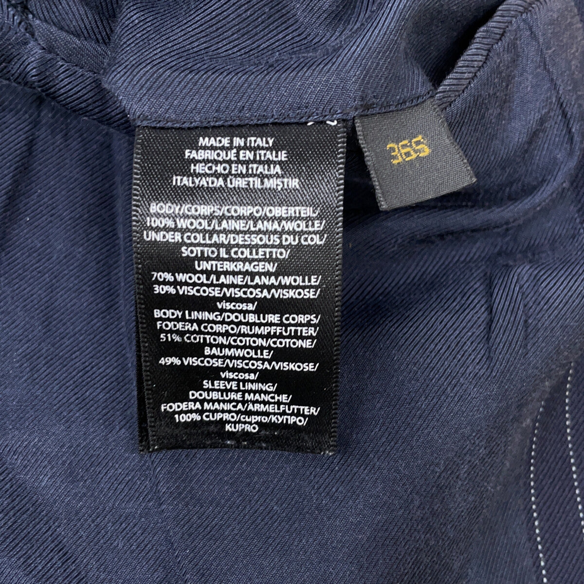 RRL 双RL 782806440001 意大利制造 海军蓝 羊毛 中开衩 三扣条纹西装夹克 夹克