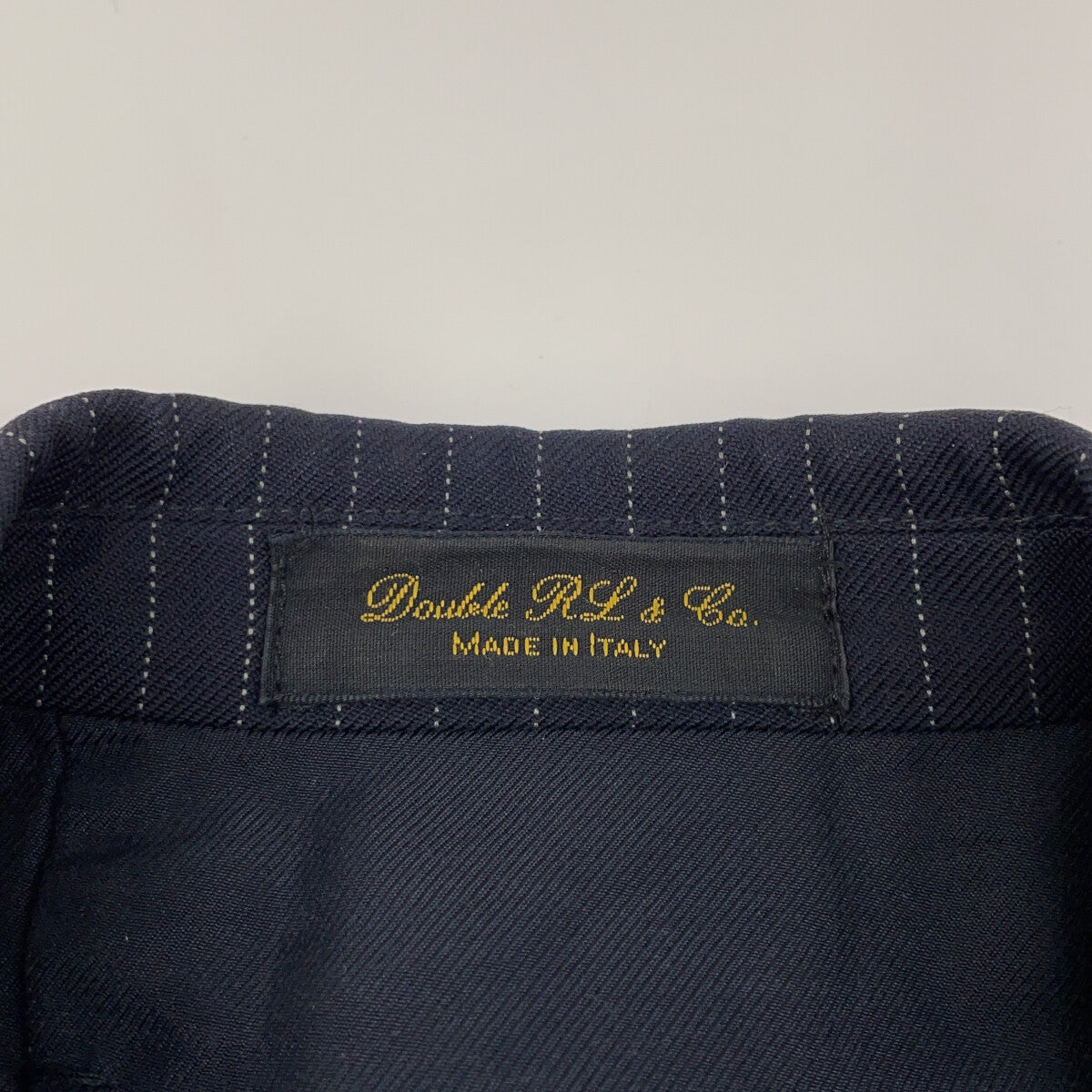 RRL 双RL 782806440001 意大利制造 海军蓝 羊毛 中开衩 三扣条纹西装夹克 夹克