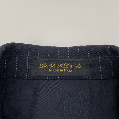 RRL 双RL 782806440001 意大利制造 海军蓝 羊毛 中开衩 三扣条纹西装夹克 夹克