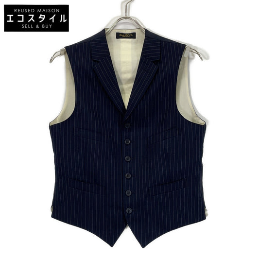 RRL Double RL 782806444001 Italy Navy Wool Stripe Gilet/Vest Vest