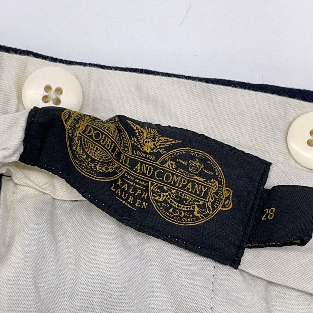 RRL ダブルアールエル 782806445001 イタリア製 ネイビー ウール センタープレス ストライプテーパードスラックス ボトムス