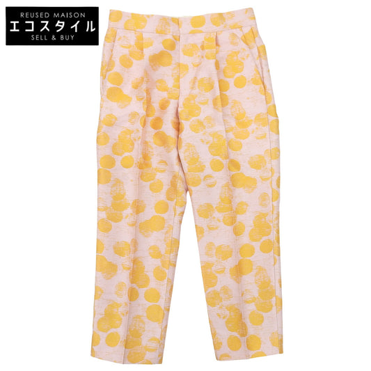 Excellent Condition Silk Blend Geometric Jacquard Trousers Pants Bottoms Women's Orange 36 Bottoms 36 Women's