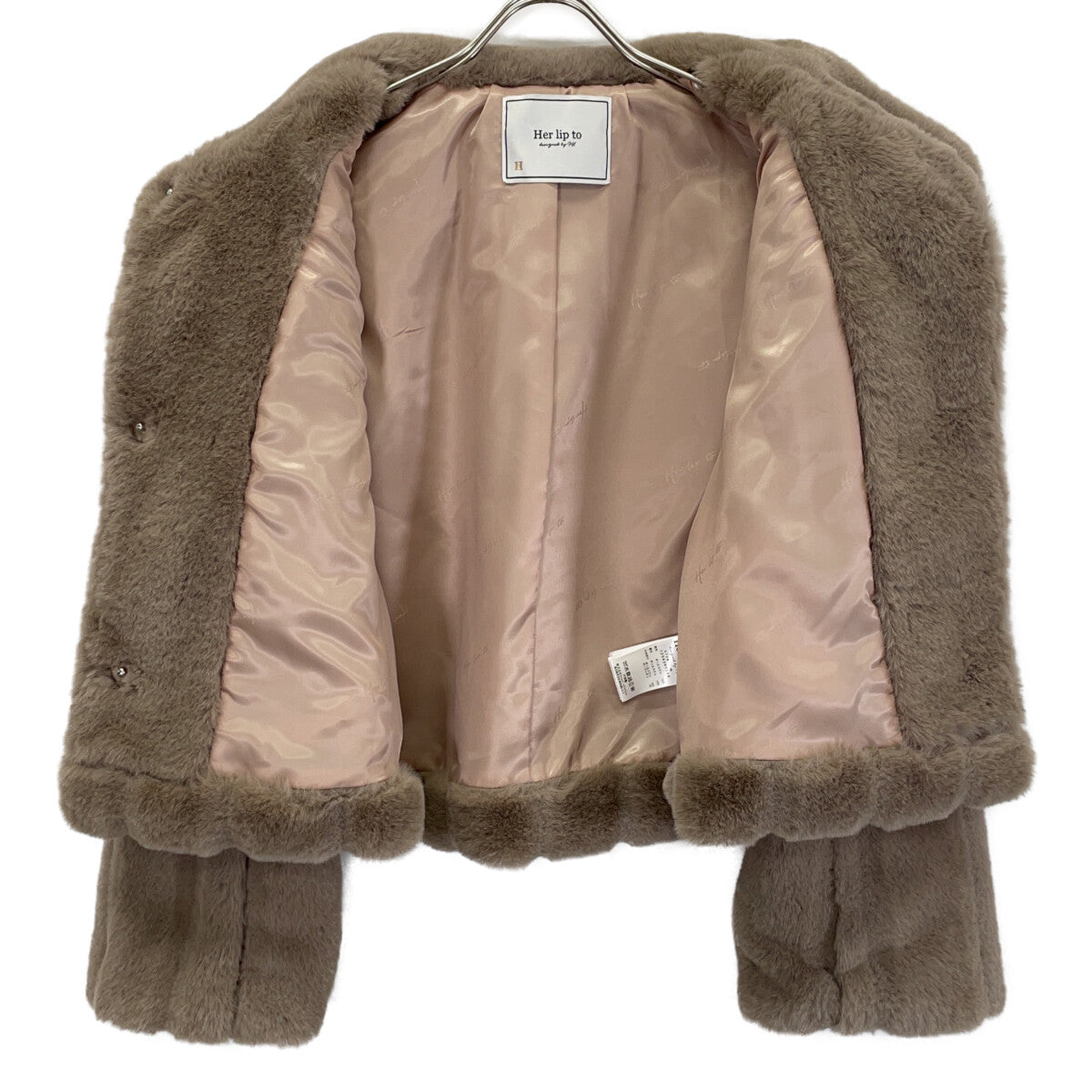 her lip to ハーリップトゥ 1254307109 brown French taupe Winter Love Faux Fur Coat coat