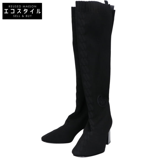HERMES H222097Z Fontaine 60 Ex-Libris Knit Fabric Long Boots