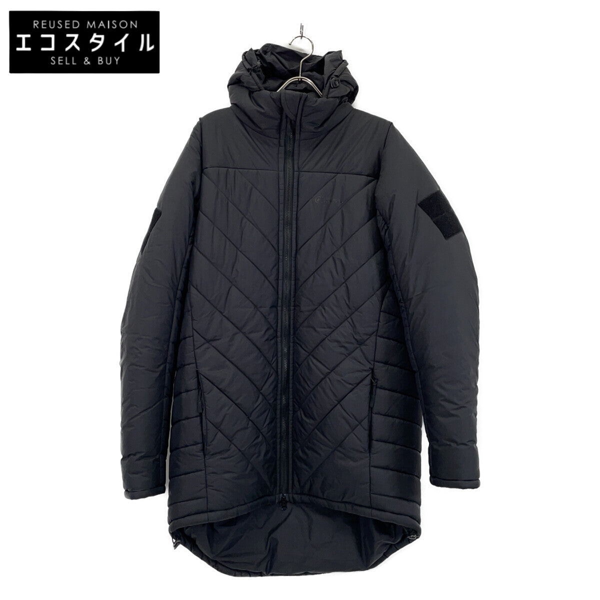 SJ12 Black Nylon Padded Long Jacket M Men's