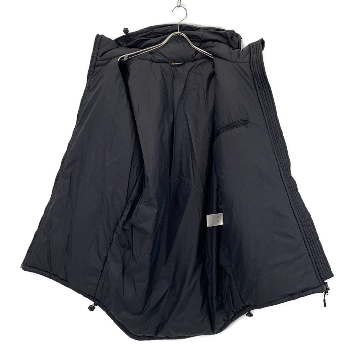 SJ12 Black Nylon Padded Long Jacket M Men's
