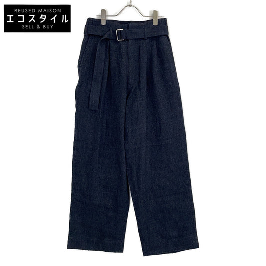 Linen Wool Belted Two-Tuck High-Waist Pants / Bottoms S Ladies
