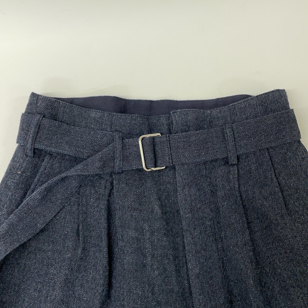Linen Wool Belted Two-Tuck High-Waist Pants / Bottoms S Ladies