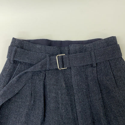 Linen Wool Belted Two-Tuck High-Waist Pants / Bottoms S Ladies
