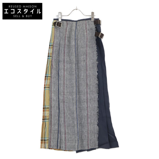 100% Linen Quilted Check Skirt 36 (Women's)