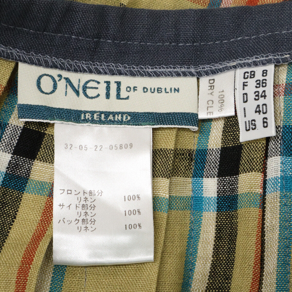 O’Neil of Dublin オニール オブ ダブリン リネン100％ キルトチェック スカート