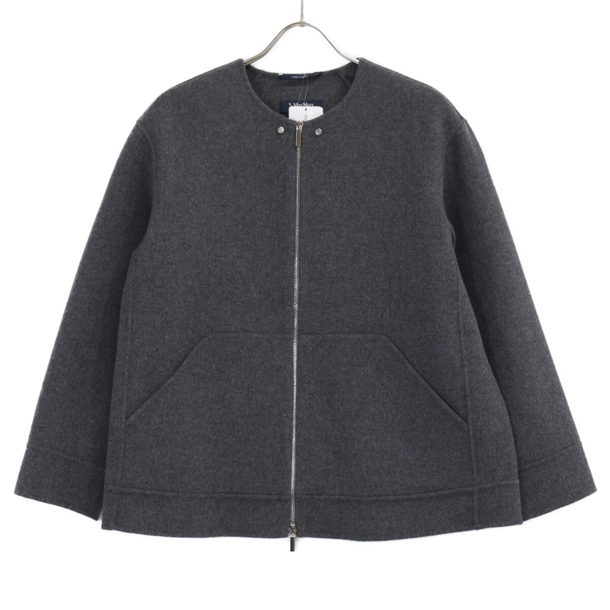 S MaxMara - CUCITO AMANO Double-Faced W-ZIP Collarless Jacket 24290460936 (As New/Domestic Authenticity Guaranteed)
