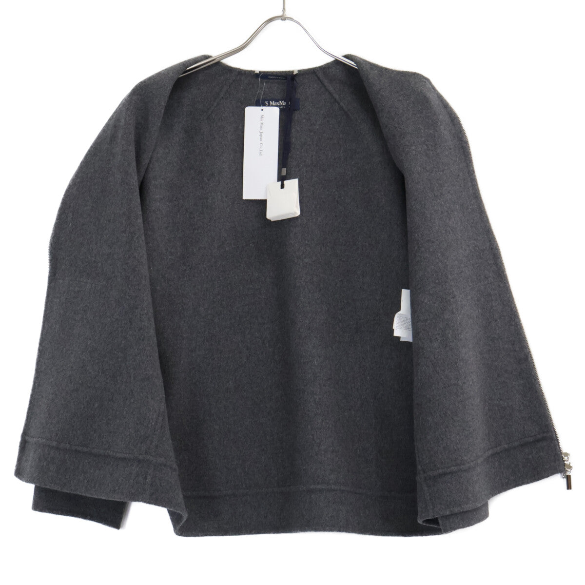 S MaxMara - CUCITO AMANO Double-Faced W-ZIP Collarless Jacket 24290460936 (As New/Domestic Authenticity Guaranteed)