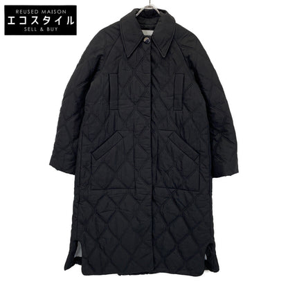 GANNI GANNI 24AW 6747 黑色 Quilt Raglan Midi Coat/绗缝插肩中长款大衣