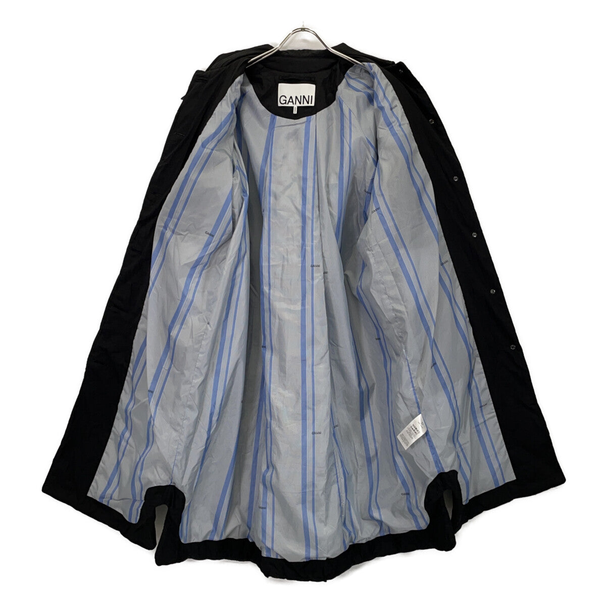 GANNI GANNI 24AW 6747 黑色 Quilt Raglan Midi Coat/绗缝插肩中长款大衣
